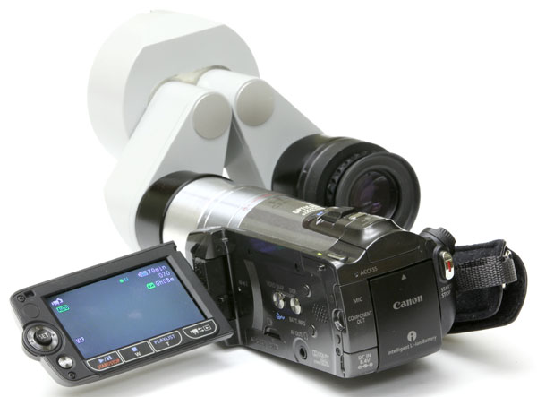 My custom adapter with Canon HD video camera on Zeiss binocular