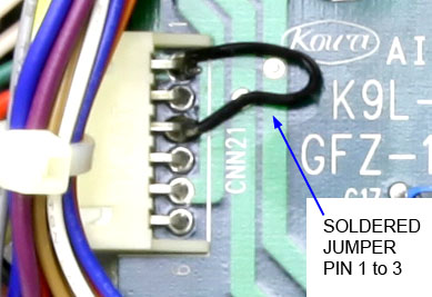 Close-up photo of connector CNN21 on the Kowa fx-500 upper-unit circuit board