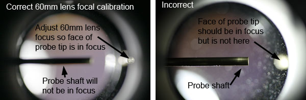 Digital camera views of the Kowa fx-50C focal plane gage pin