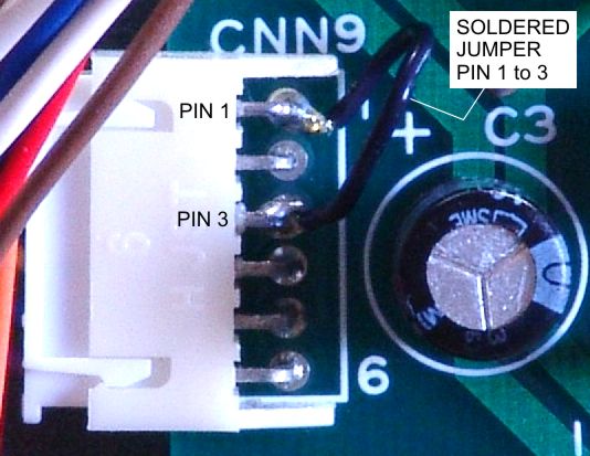 Close-up photo of connector CNN9 on the Kowa fx-50R upper-unit circuit board