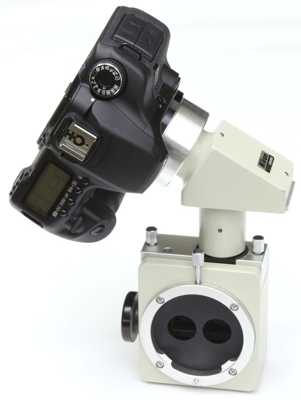 Nikon FS-2 slit lamp beamsplitter with digital SLR camera adapter