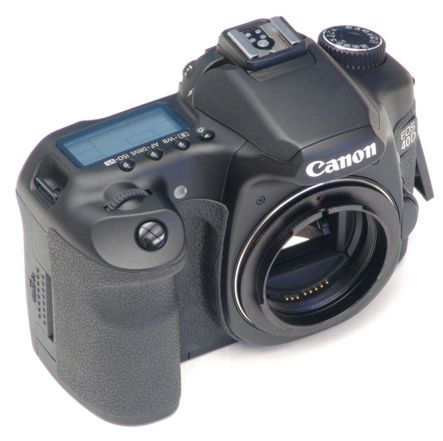 Canon digital SLR camera shown with bayonet adapter ring installed